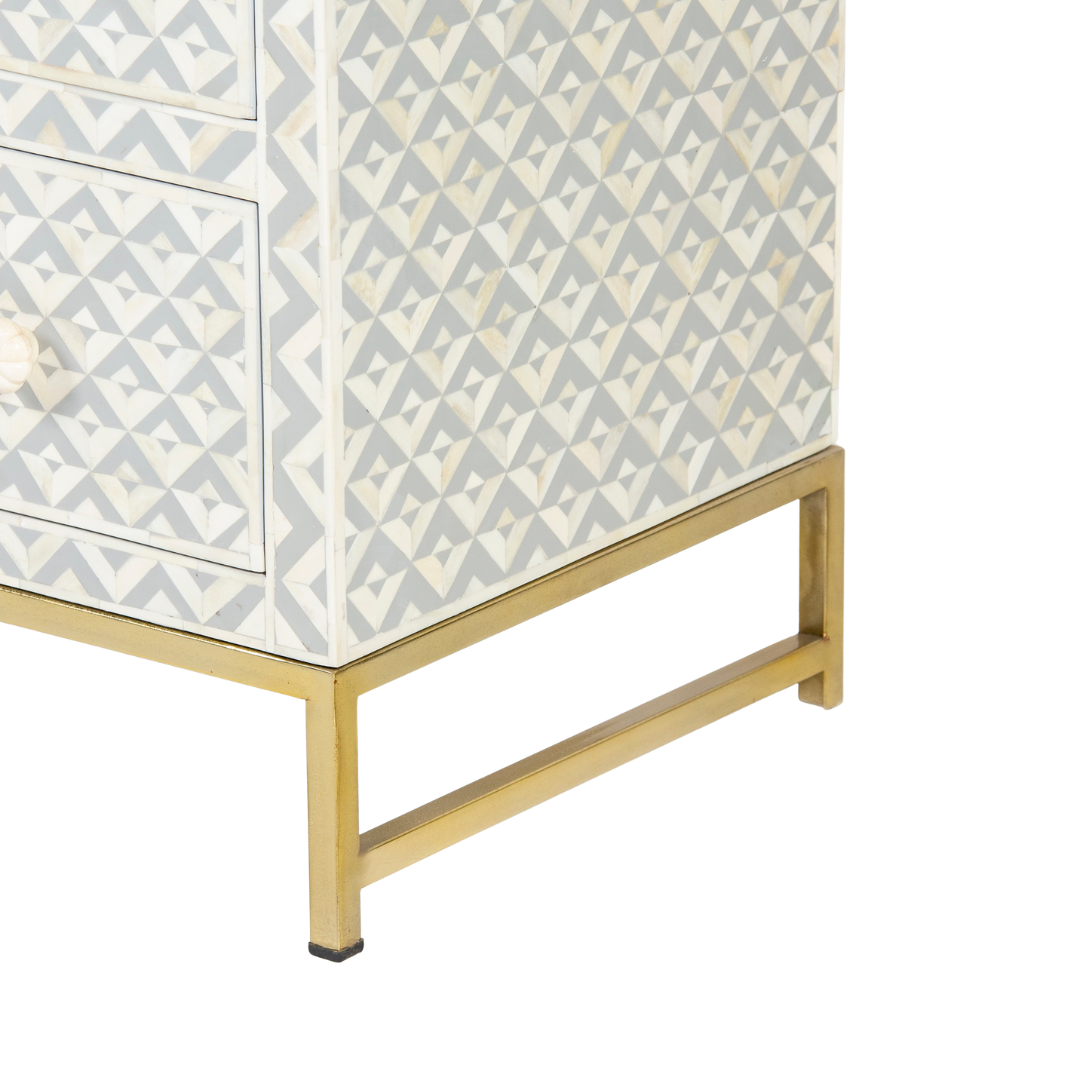 Trikon Chest of Drawers - Grey Bone Inlay by Tabeer Homes