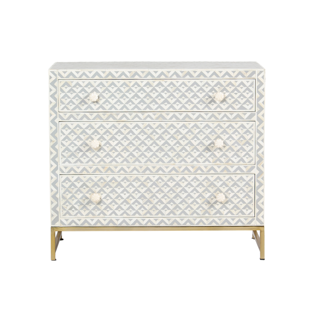 Trikon Chest of Drawers - Grey Bone Inlay by Tabeer Homes