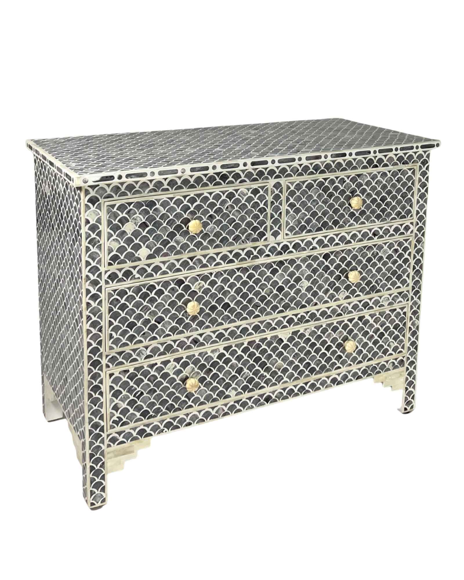 Basel Chest of Drawers - Black Bone Inlay - Tabeer Homes
