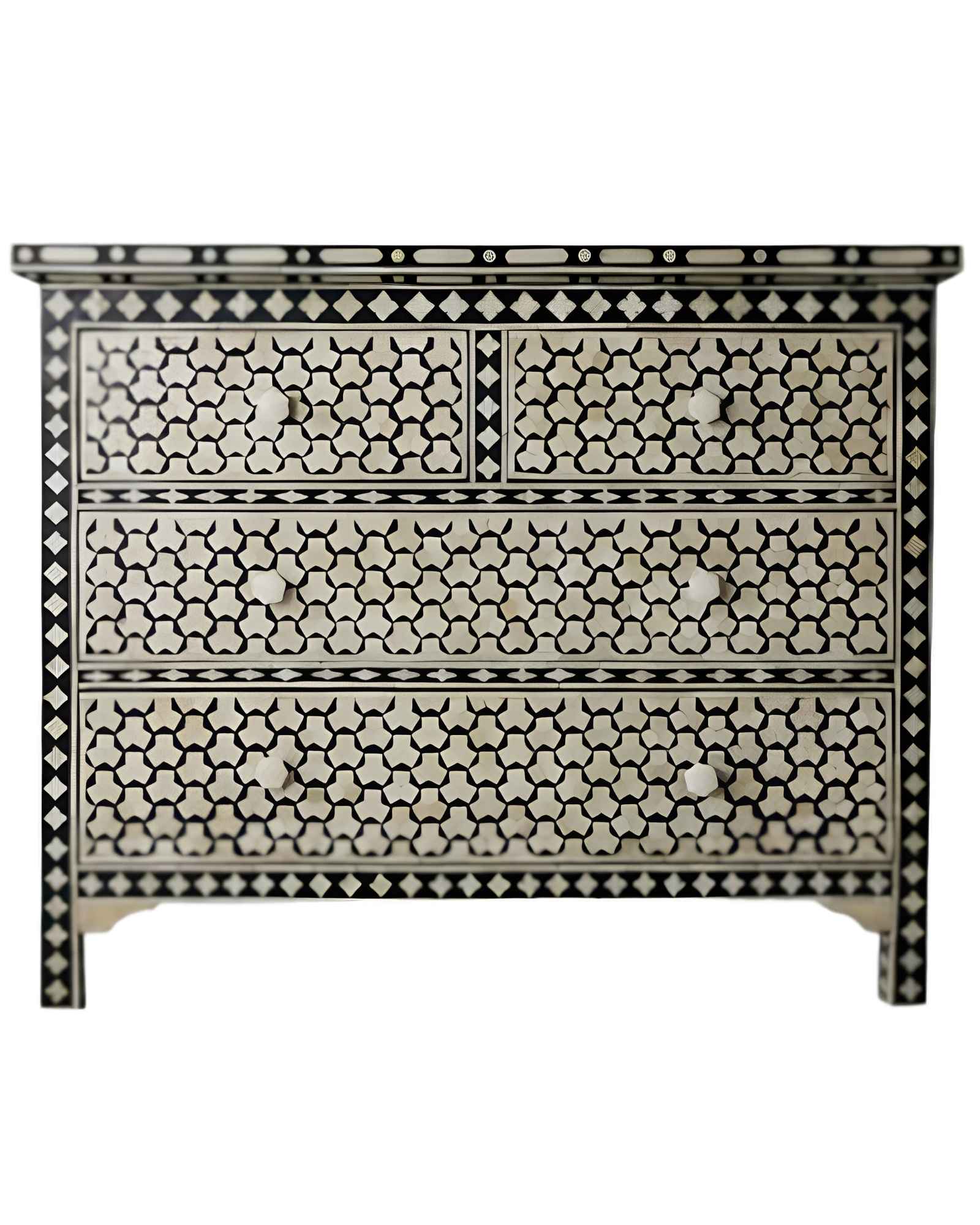 Vaan Chest of Drawers - Black & White Bone Inlay - Tabeer Homes