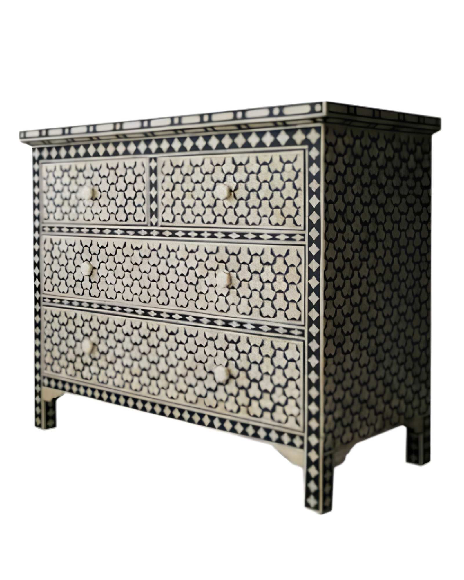 Vaan Chest of Drawers - Black & White Bone Inlay - Tabeer Homes