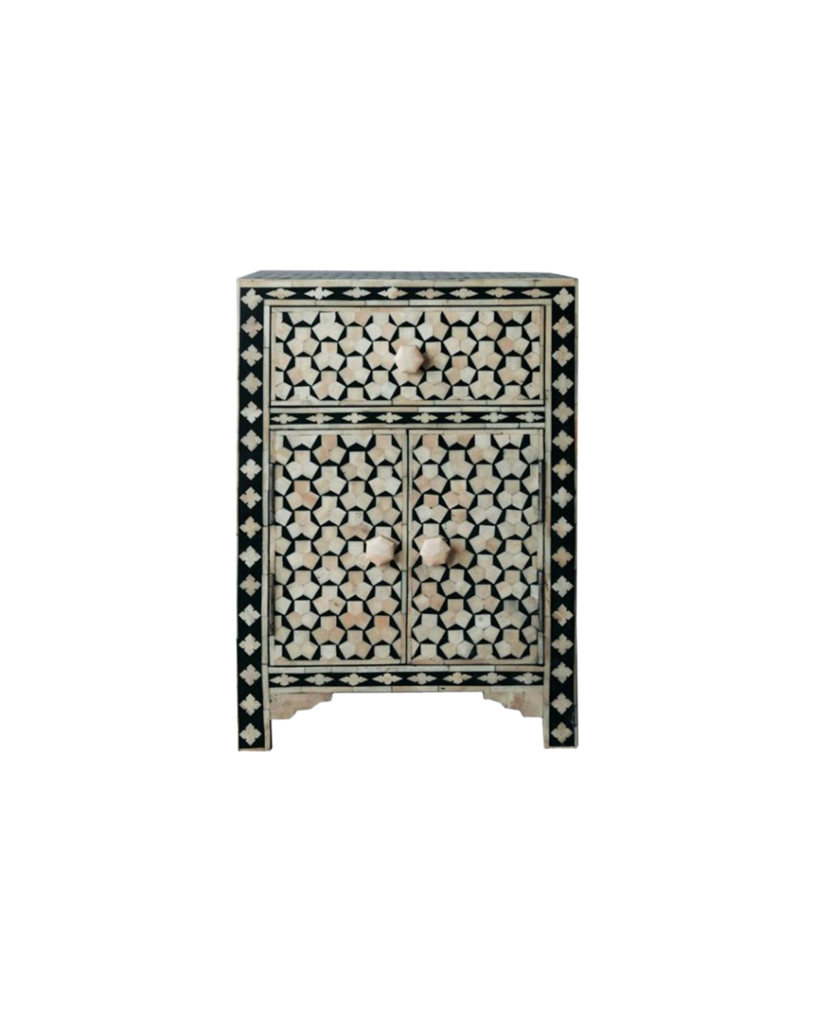 Vaan Side Drawer - Black & White Bone Inlay - Tabeer Homes