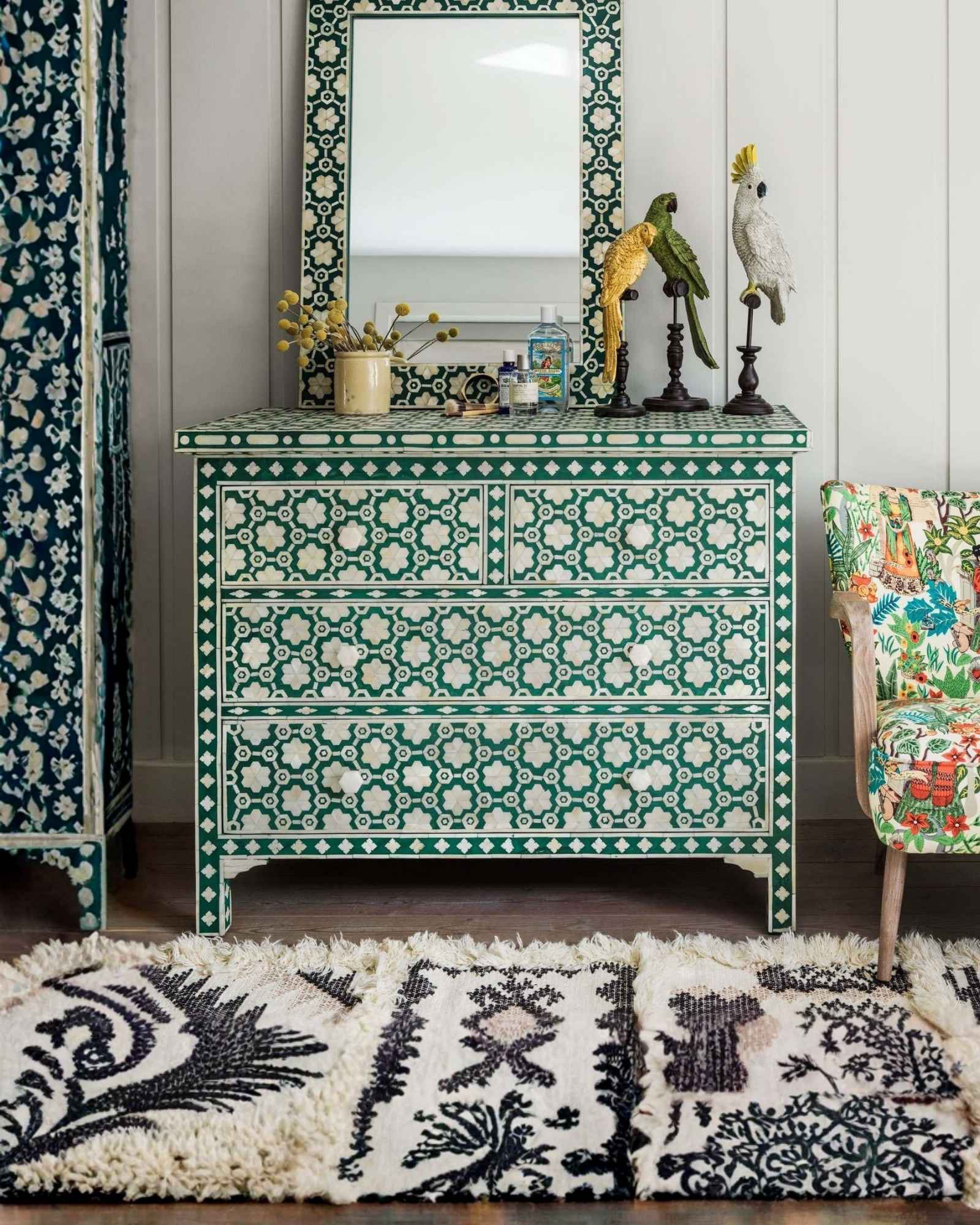 Varg Chest of Drawers - Green Bone Inlay - Tabeer Homes