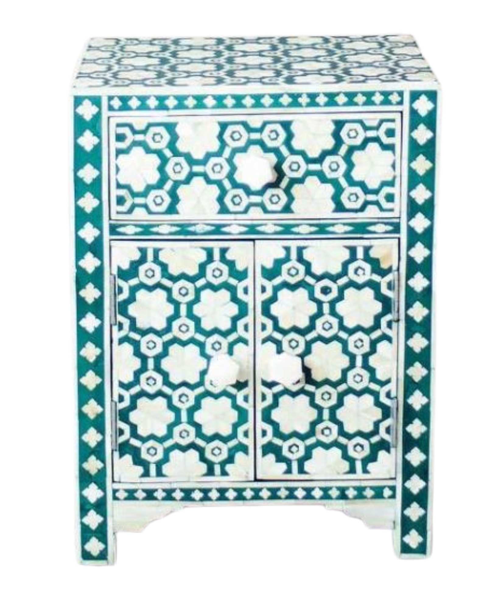 Varg Side Drawer - Green Bone Inlay - Tabeer Homes