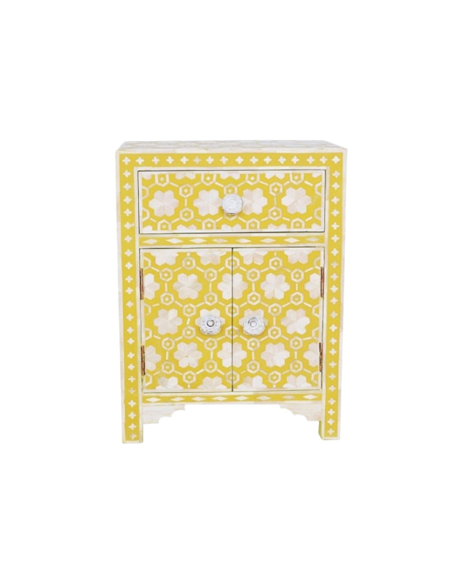 Varg Side Drawer - Yellow Bone Inlay - Tabeer Homes