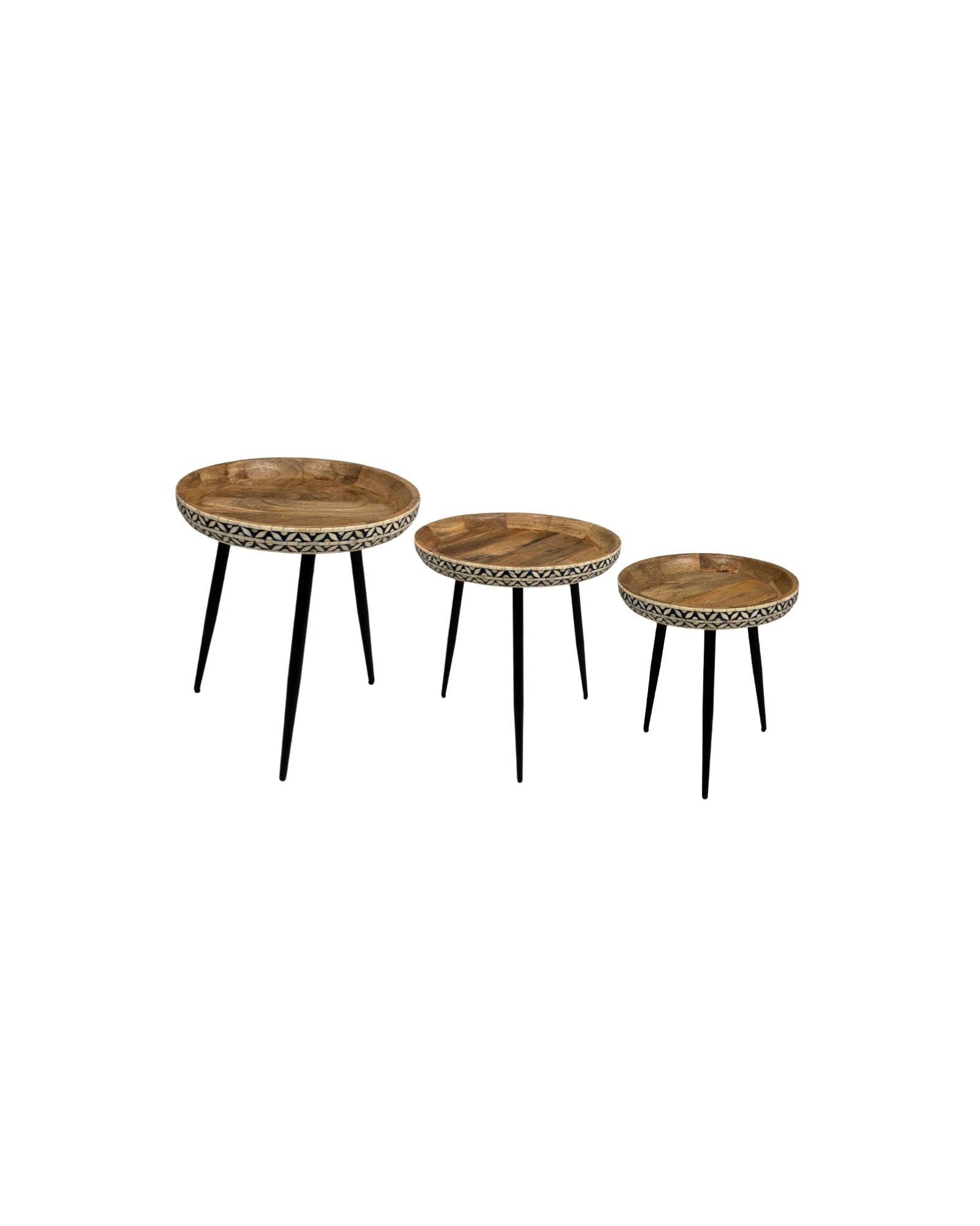 Versa Side Table - Set of 3 Blue Bone Inlay