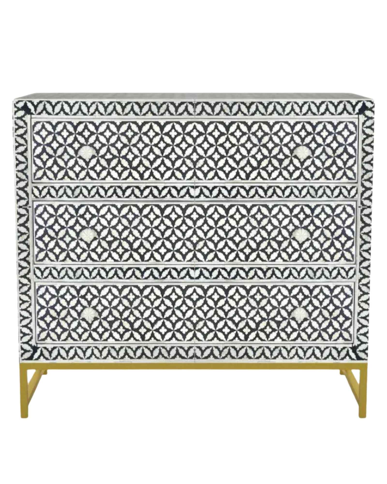 Yasmine Chest of Drawers - Black & White Bone Inlay - Tabeer Homes