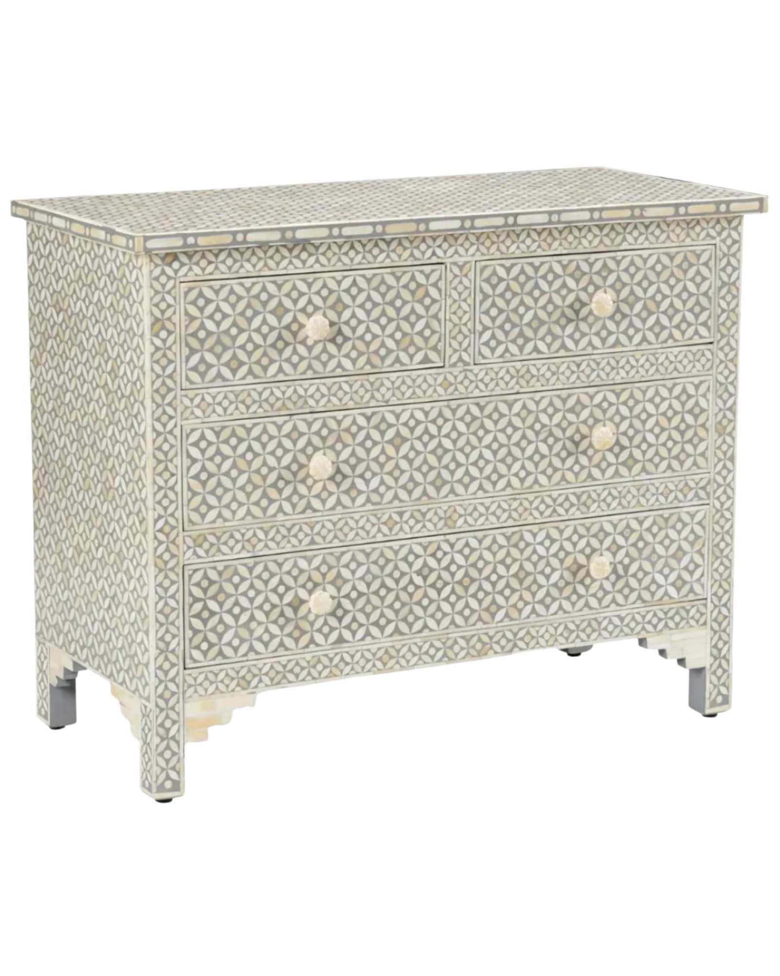 Yasmine Chest of Drawers - Grey Bone Inlay - Tabeer Homes
