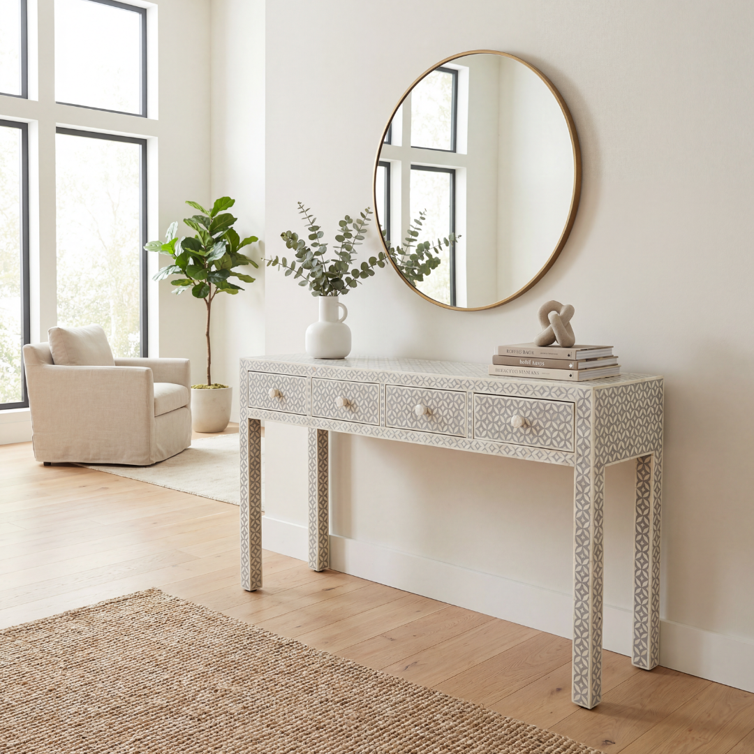 Yasmine Console - Grey Bone Inlay