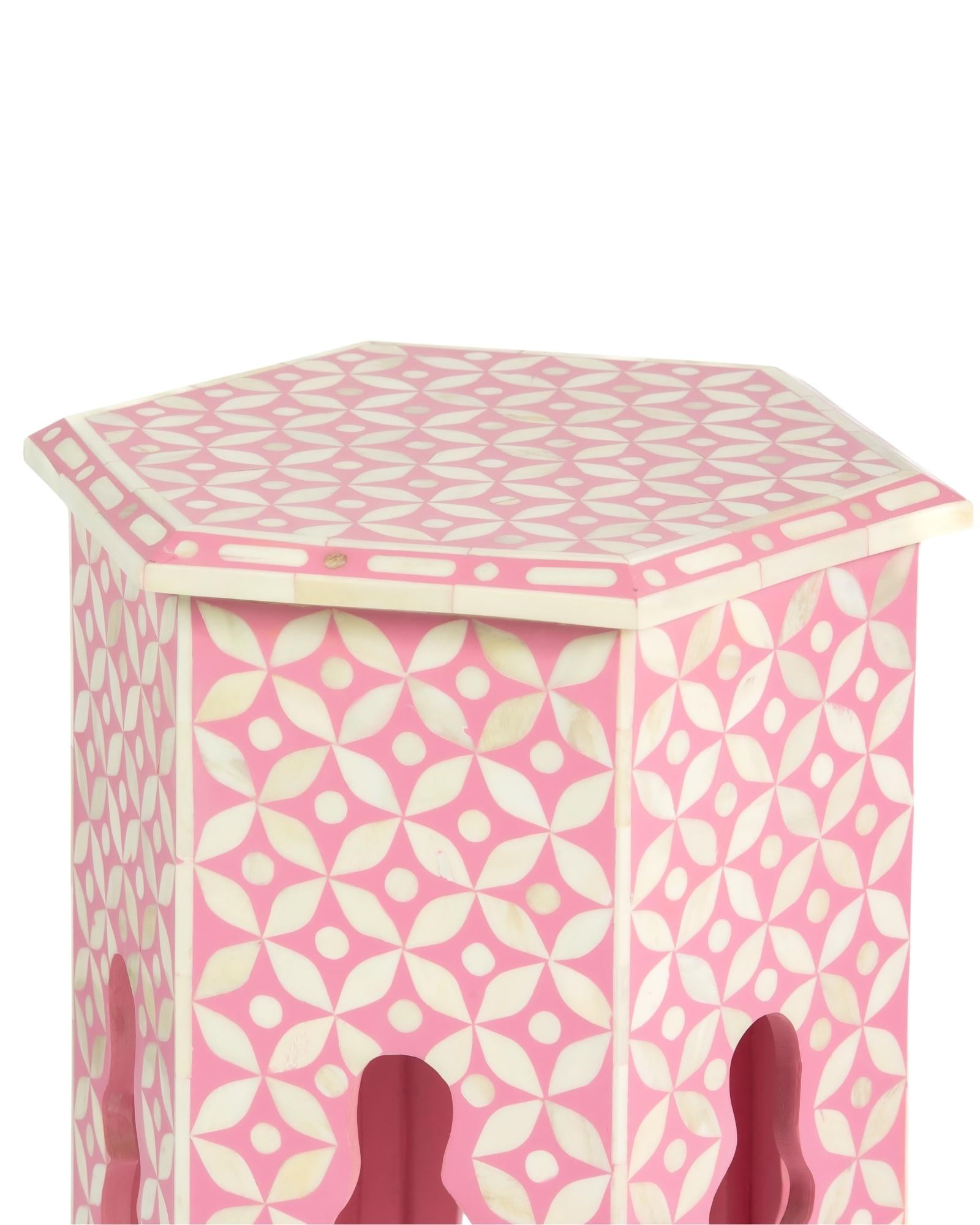 Yasmine Side Table - Pink Bone Inlay