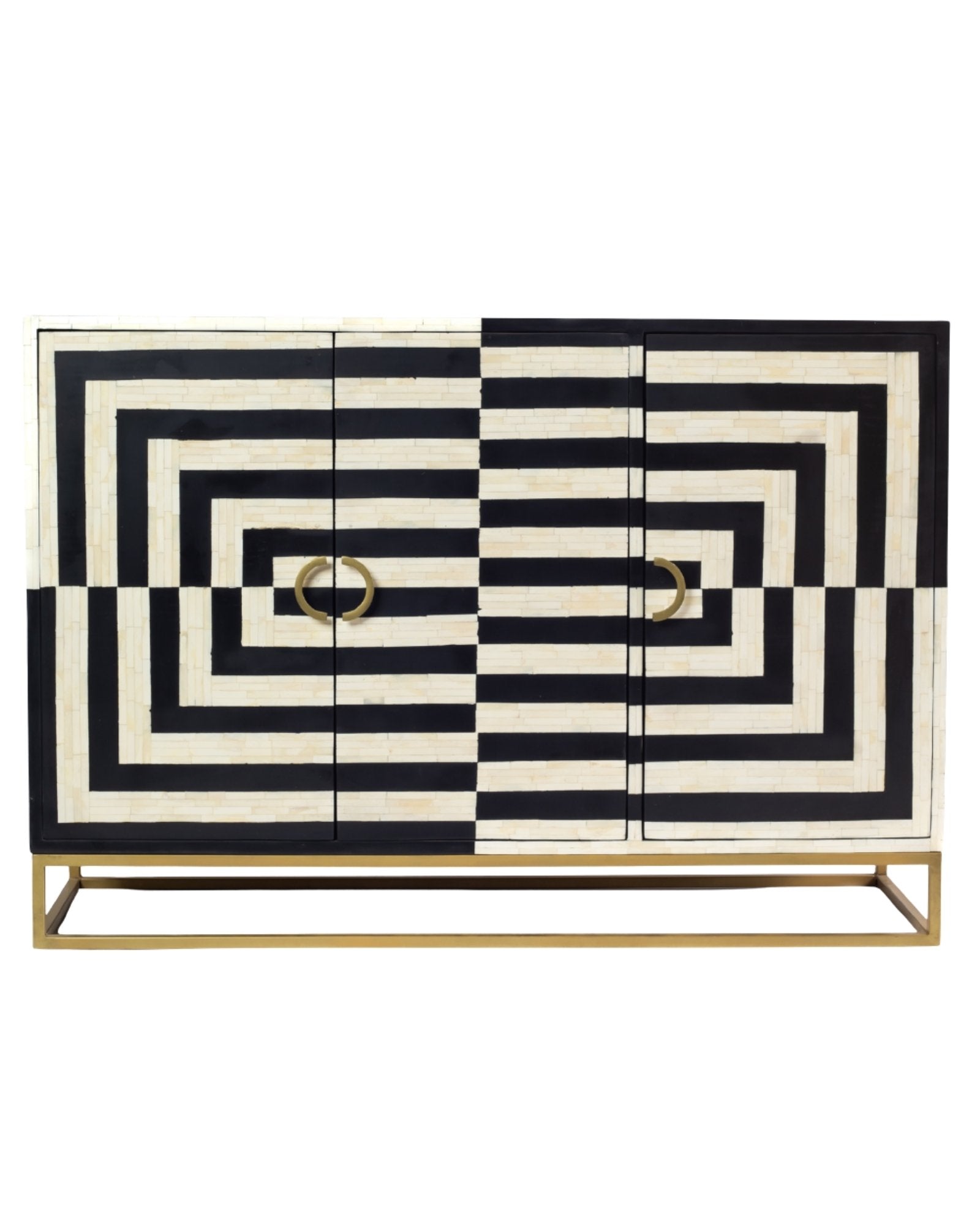 Zuri Cabinet - Black & White Bone Inlay - Tabeer Homes