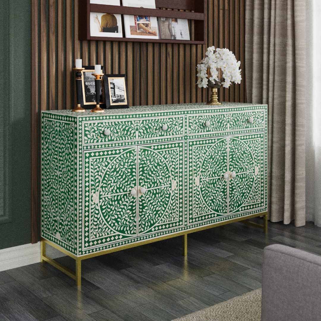 Jade Sideboard Buffet - Green Bone Inlay - Tabeer Homes