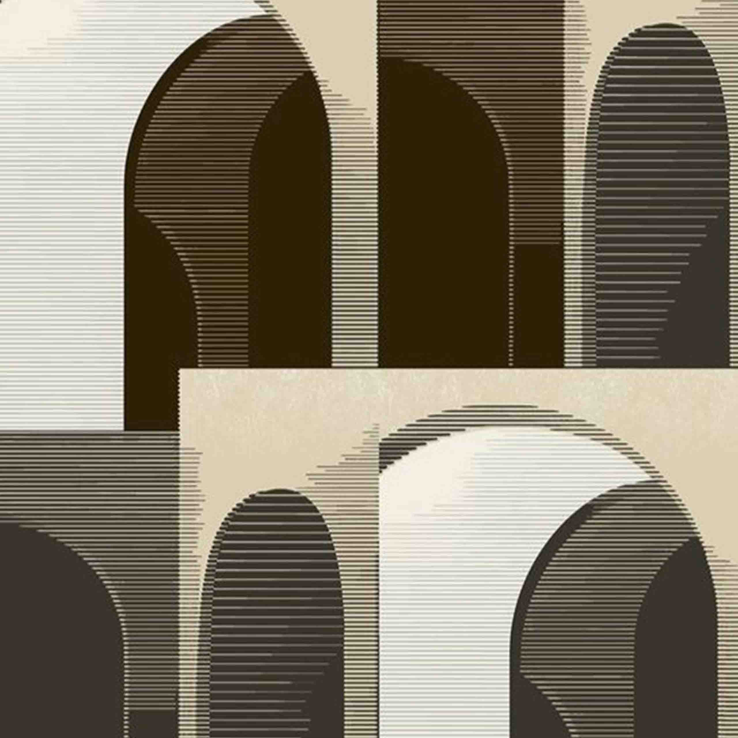 Detailed view of the abstract brown arches design on vinyl wallpaper.