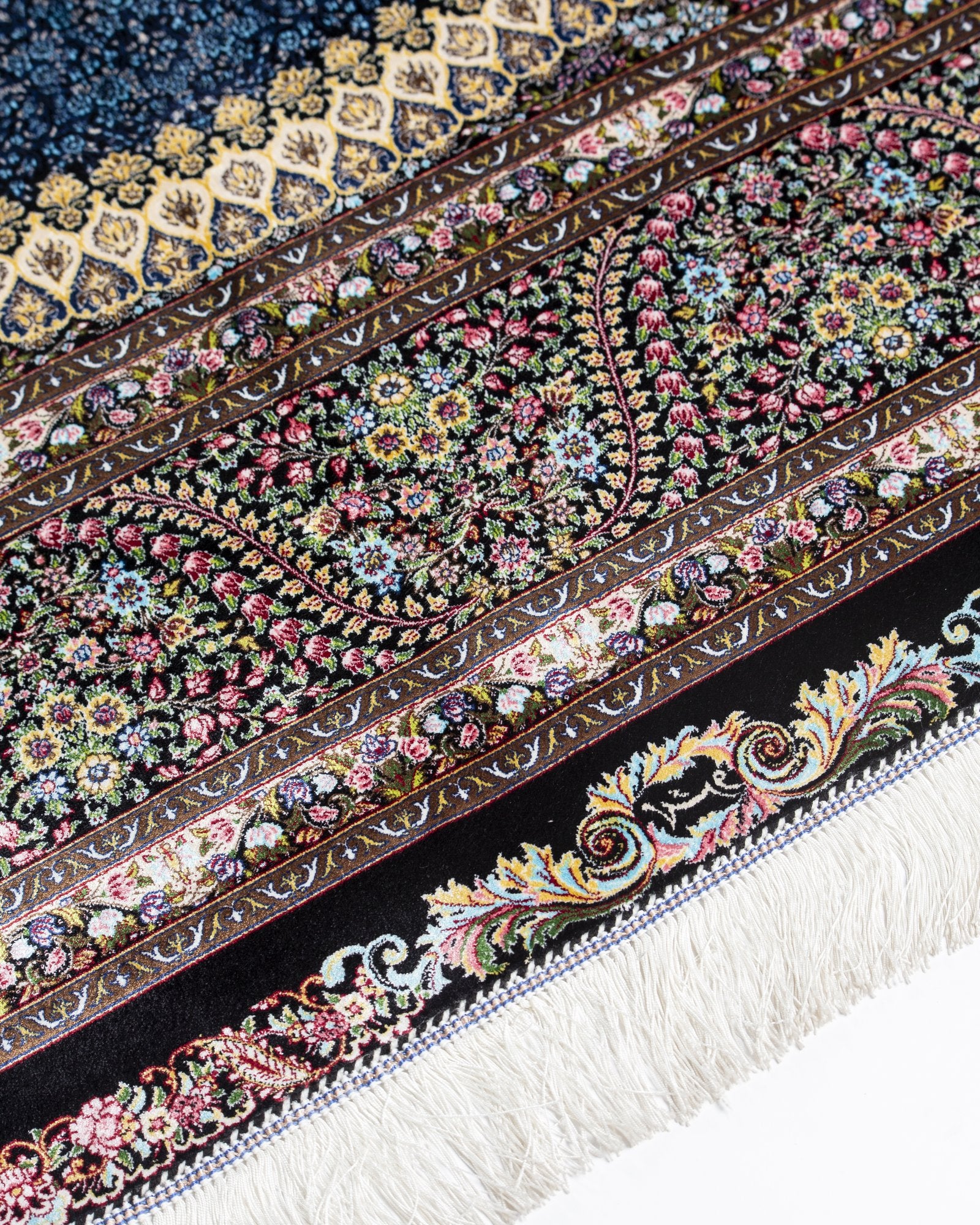 Cassia Persian silk rug pile texture and sheen, chocolate brown 200 x 300 cm - Tabeer Homes Dubai