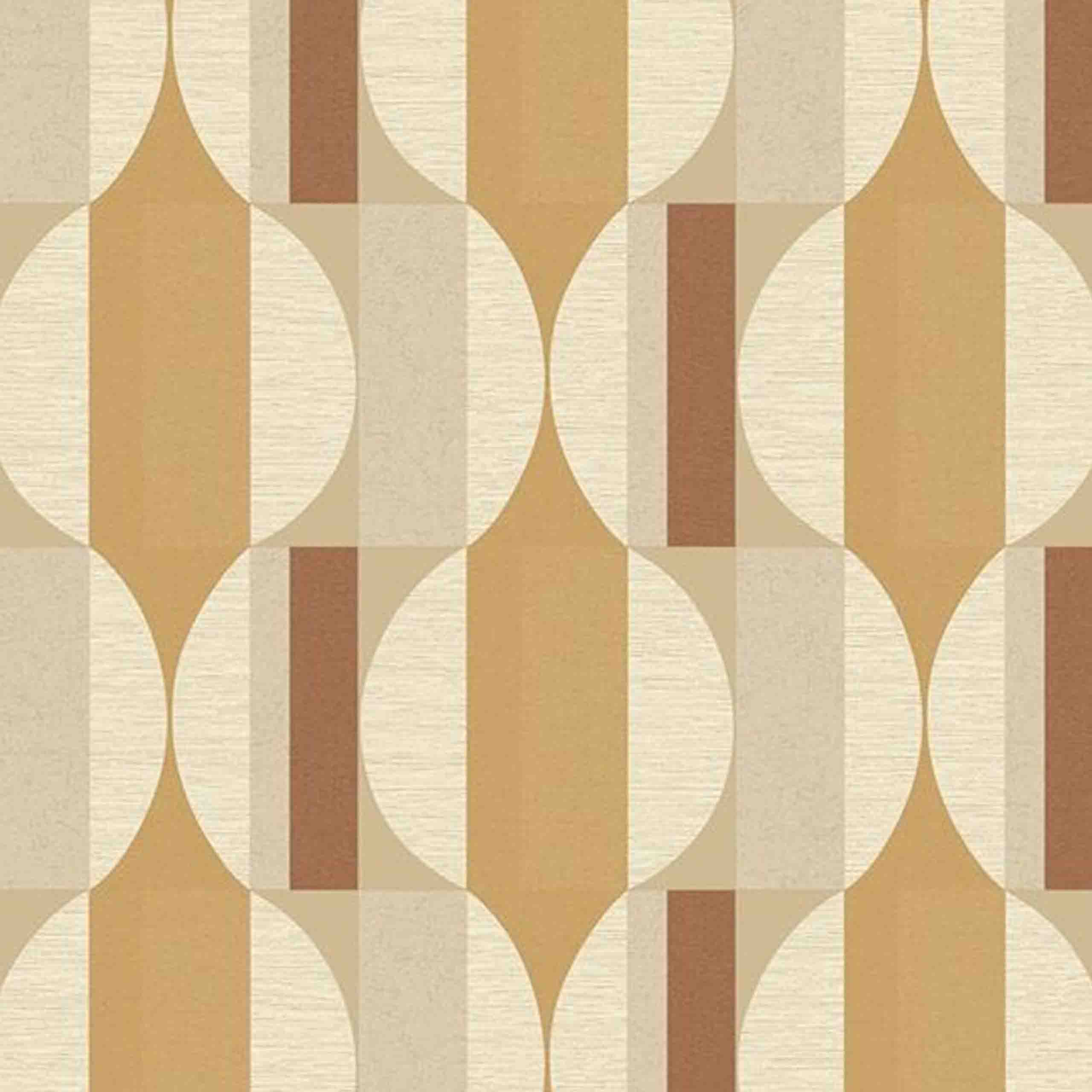 Elegant geometric wallpaper in beige and orange, perfect for modern interiors and accent walls.