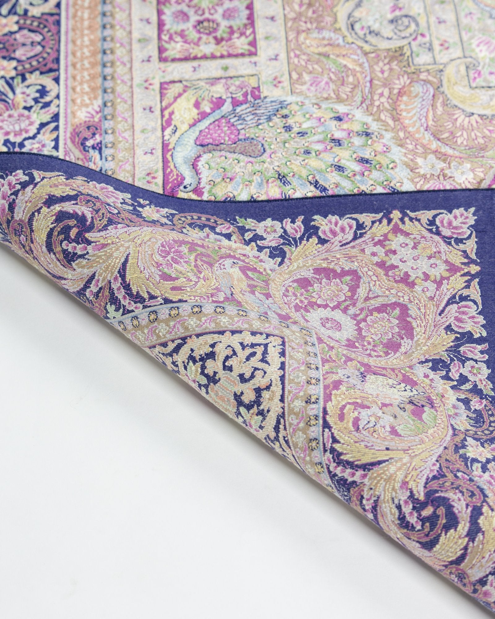Katayoun silk and wool carpet spandrel and guard border in violet, 200 x 300 cm - Tabeer Homes Dubai