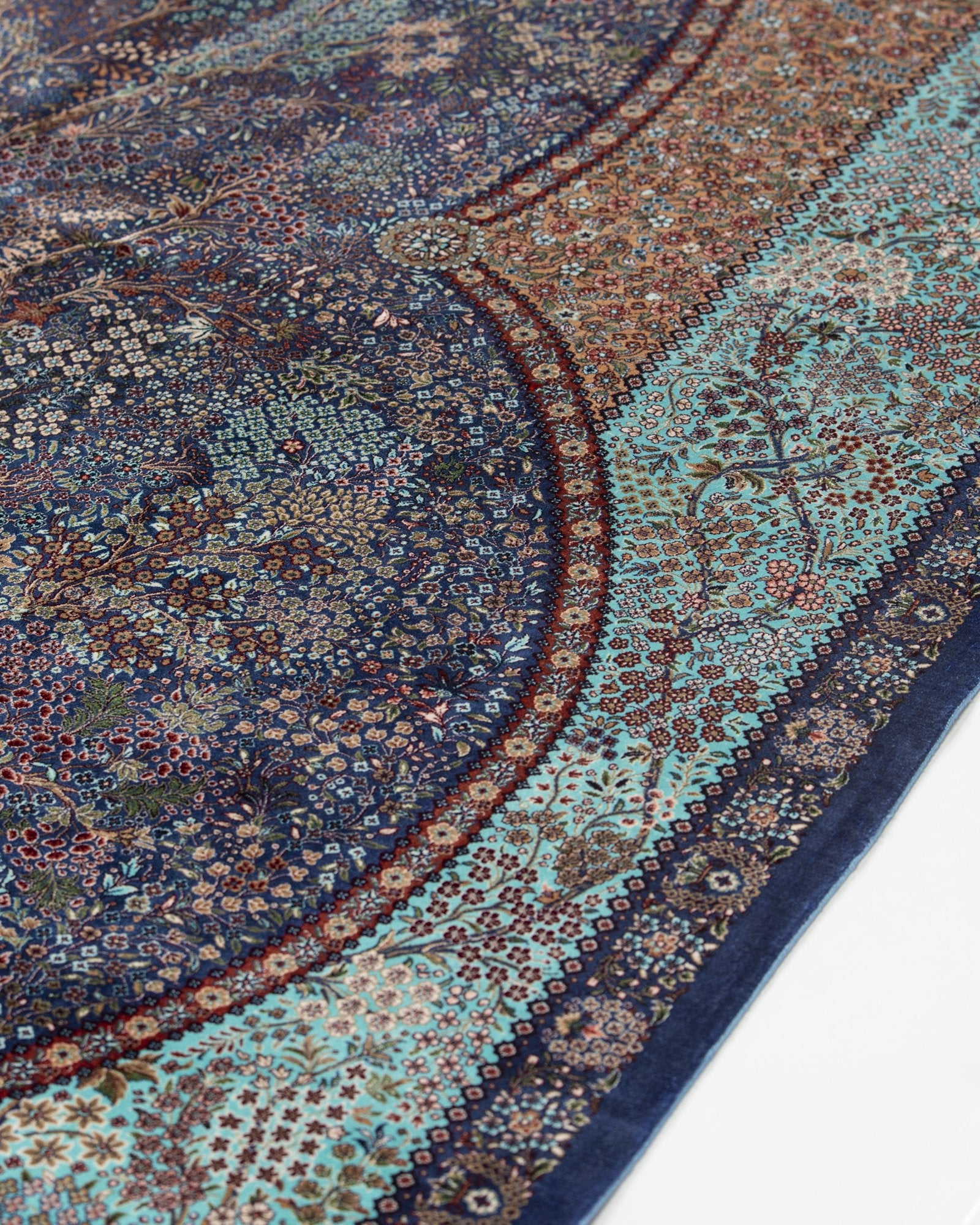 Lavinia Persian silk carpet pile texture close-up, lavender 225x150 cm - Tabeer Homes Dubai
