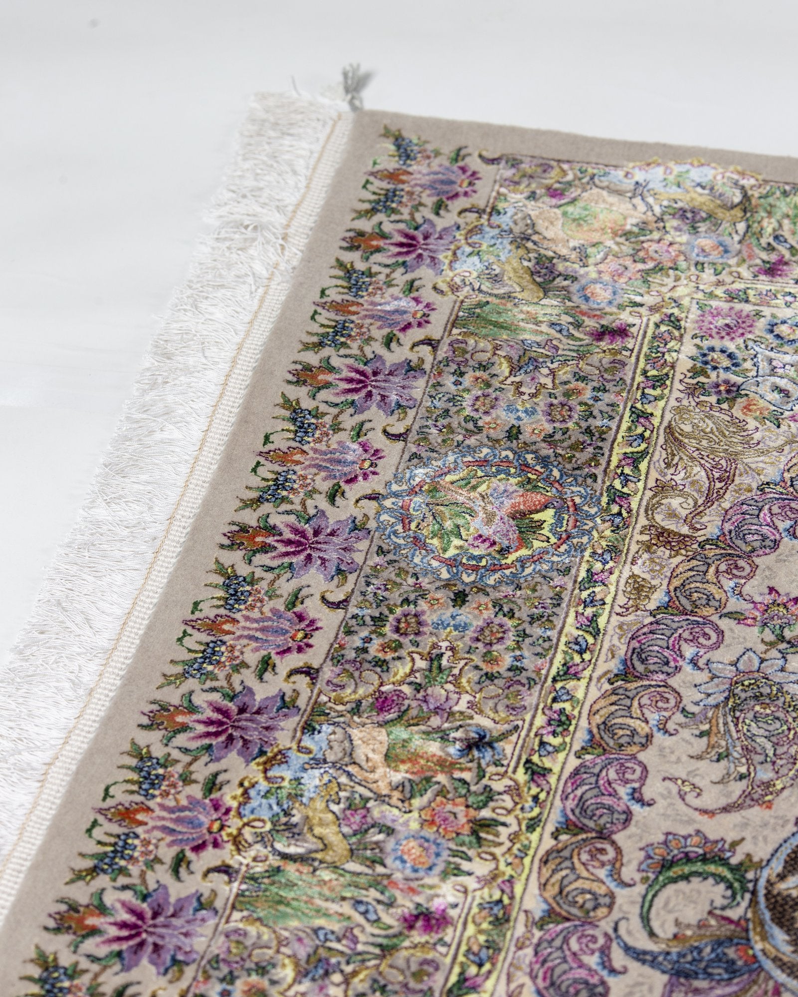 Livia silk and wool carpet knot density and detail, ivory beige 200 x 300 cm - Tabeer Homes Dubai