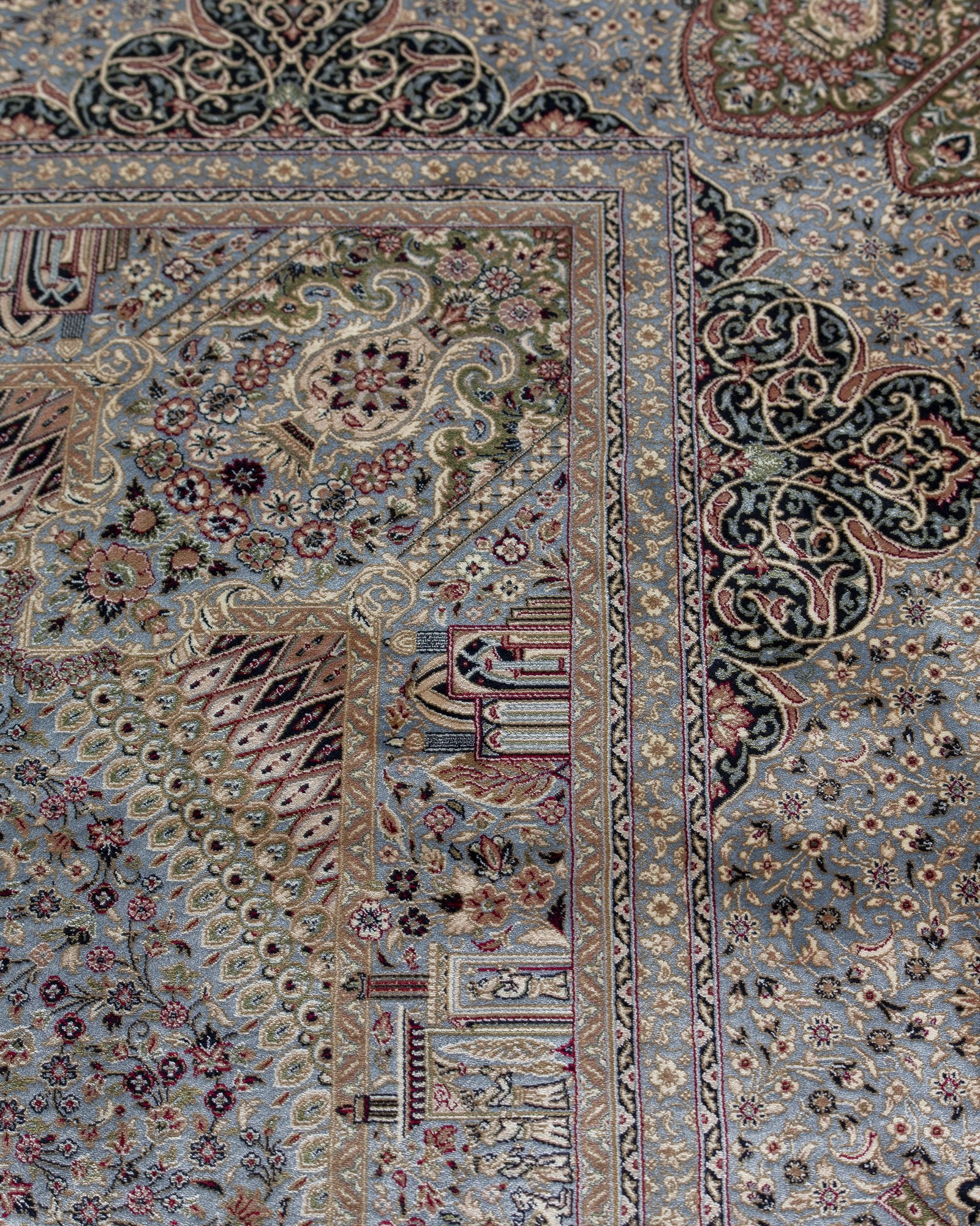Mehrnaz Persian silk rug pile texture and sheen, silver grey 200 x 300 cm - Tabeer Homes Dubai