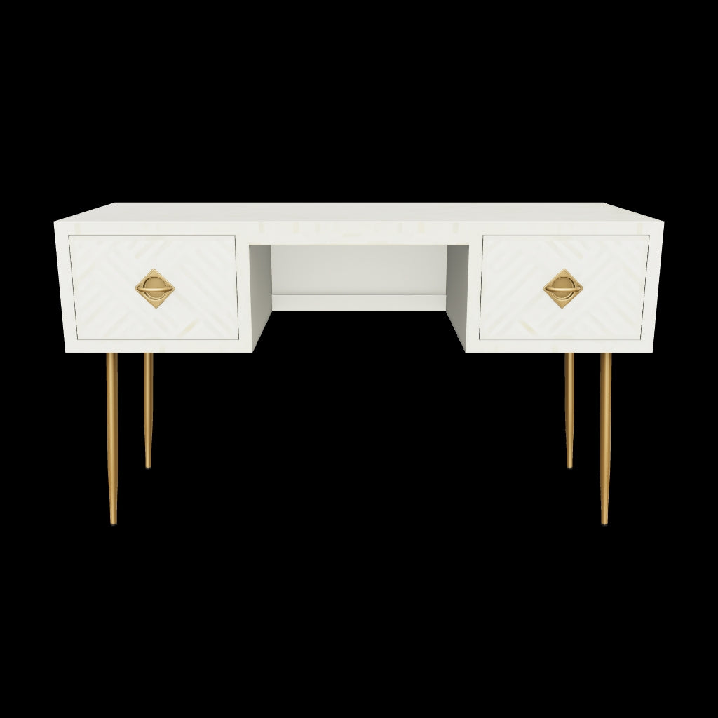 Ameerah Console Desk - White Bone Inlay - Tabeer Homes