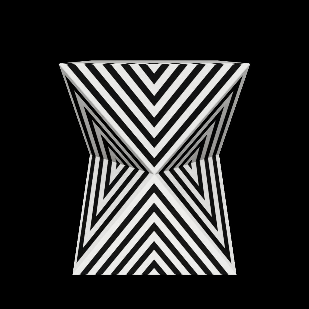 Athaar Side Table - Black & White Bone Inlay - Tabeer Homes
