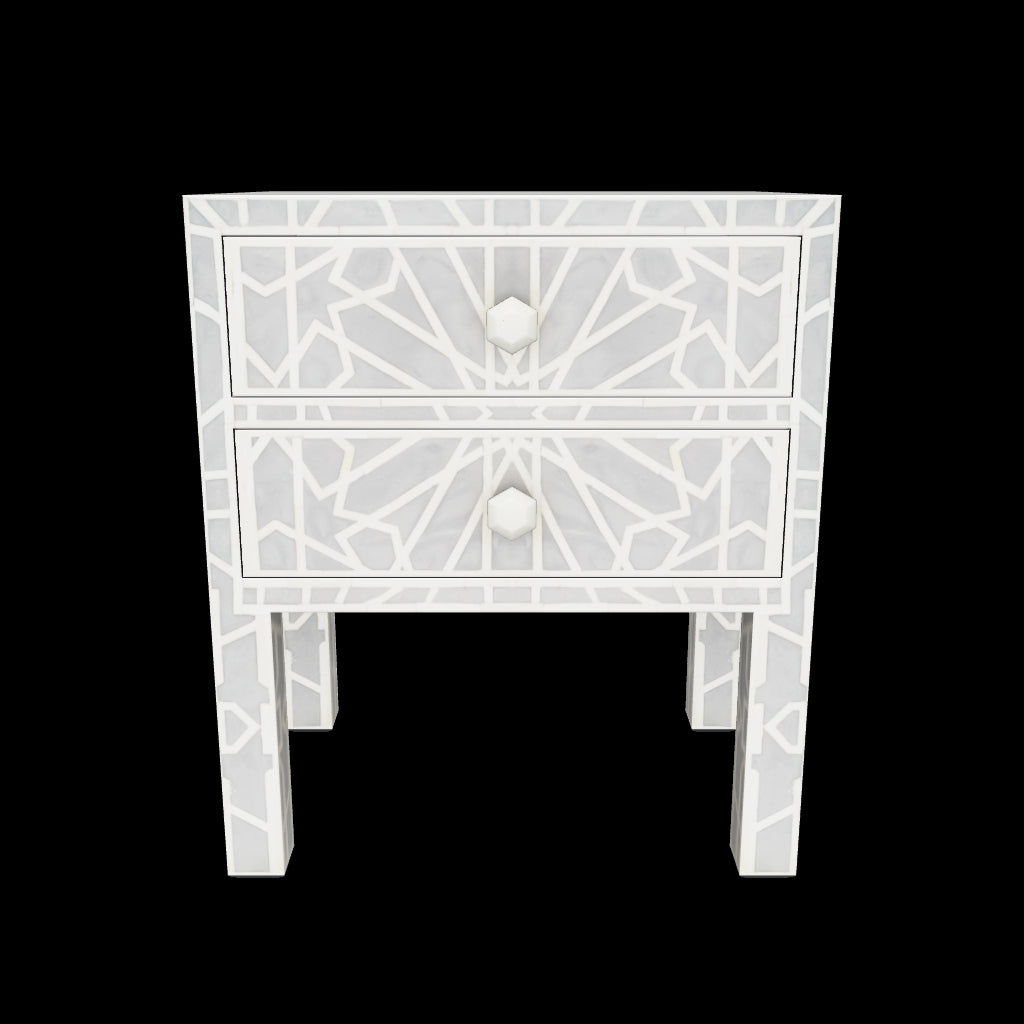 Cyrus Side Drawer - Grey Bone Inlay - Tabeer Homes