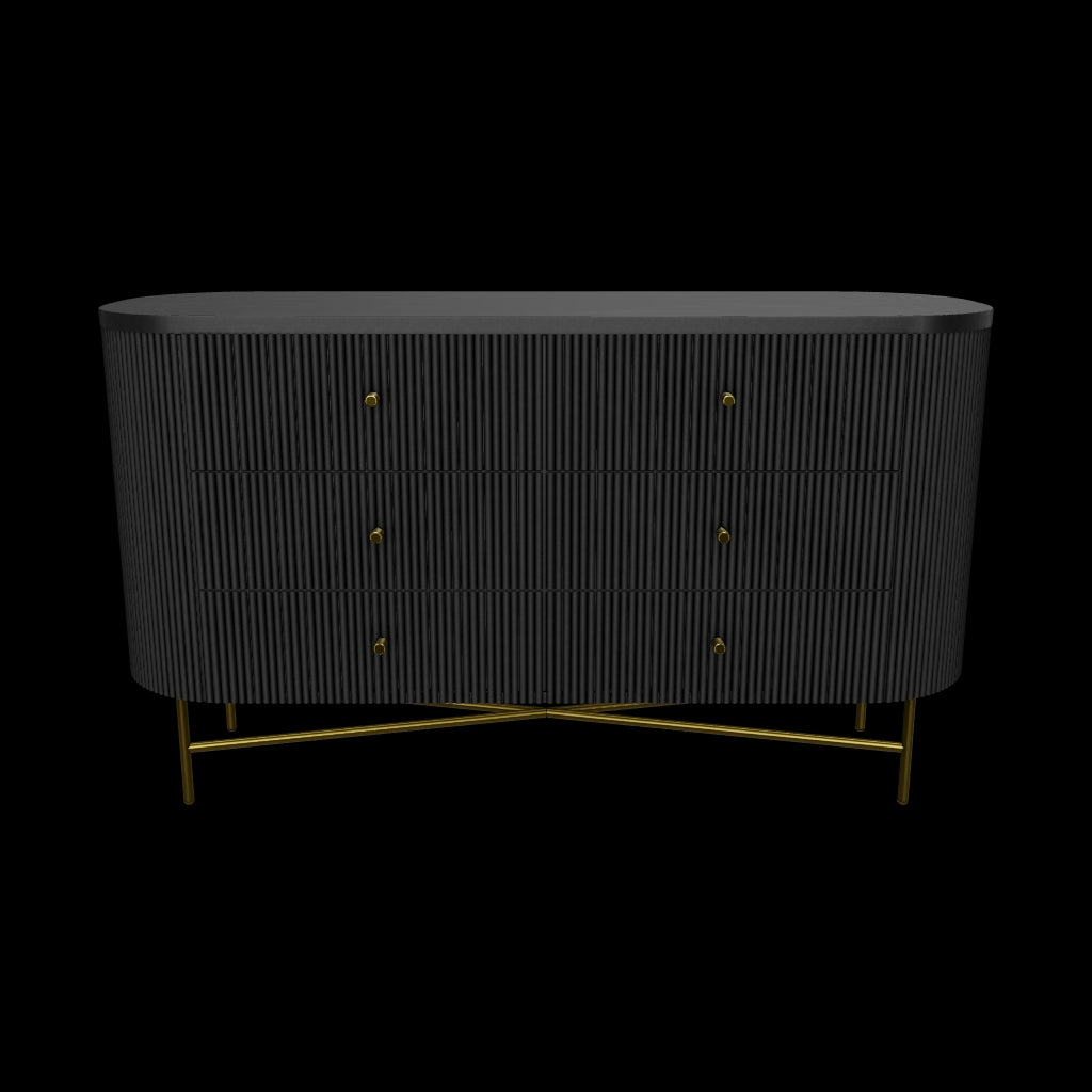 Daraj Big Chest of Drawers - Black Wood - Tabeer Homes