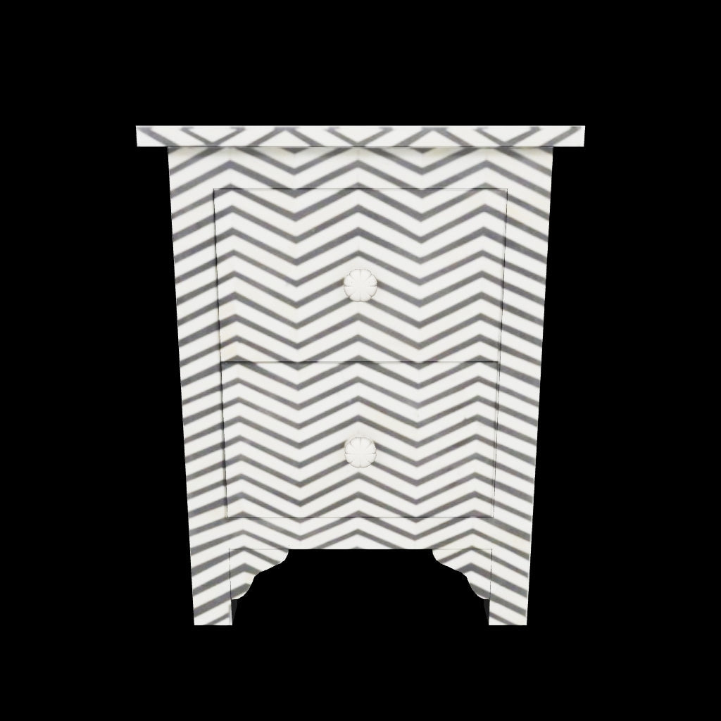 Isra Side Drawer - Black & White Bone Inlay - Tabeer Homes.