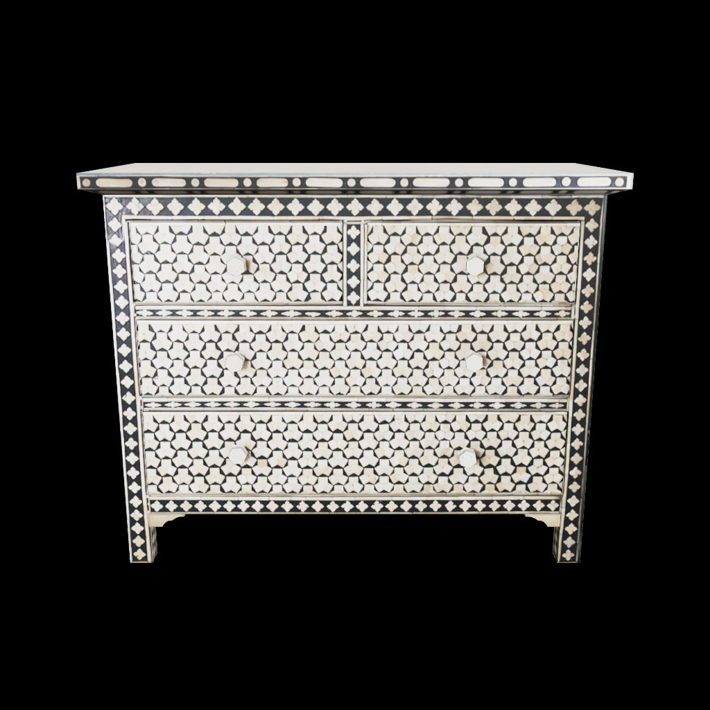 Vaan Chest of Drawers - Black & White Bone Inlay - Tabeer Homes