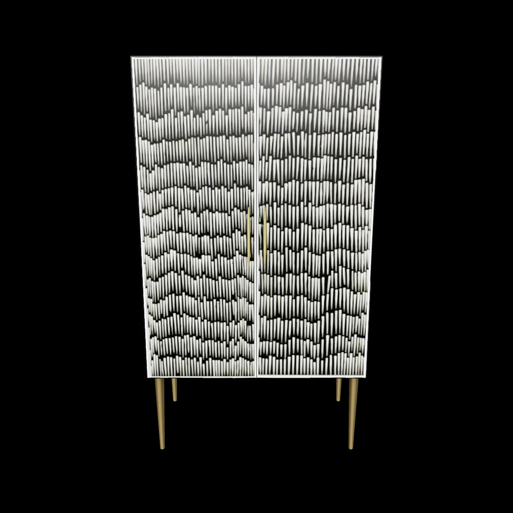 Elnaz Bar Cabinet - Black & White Bone Inlay by Tabeer Homes