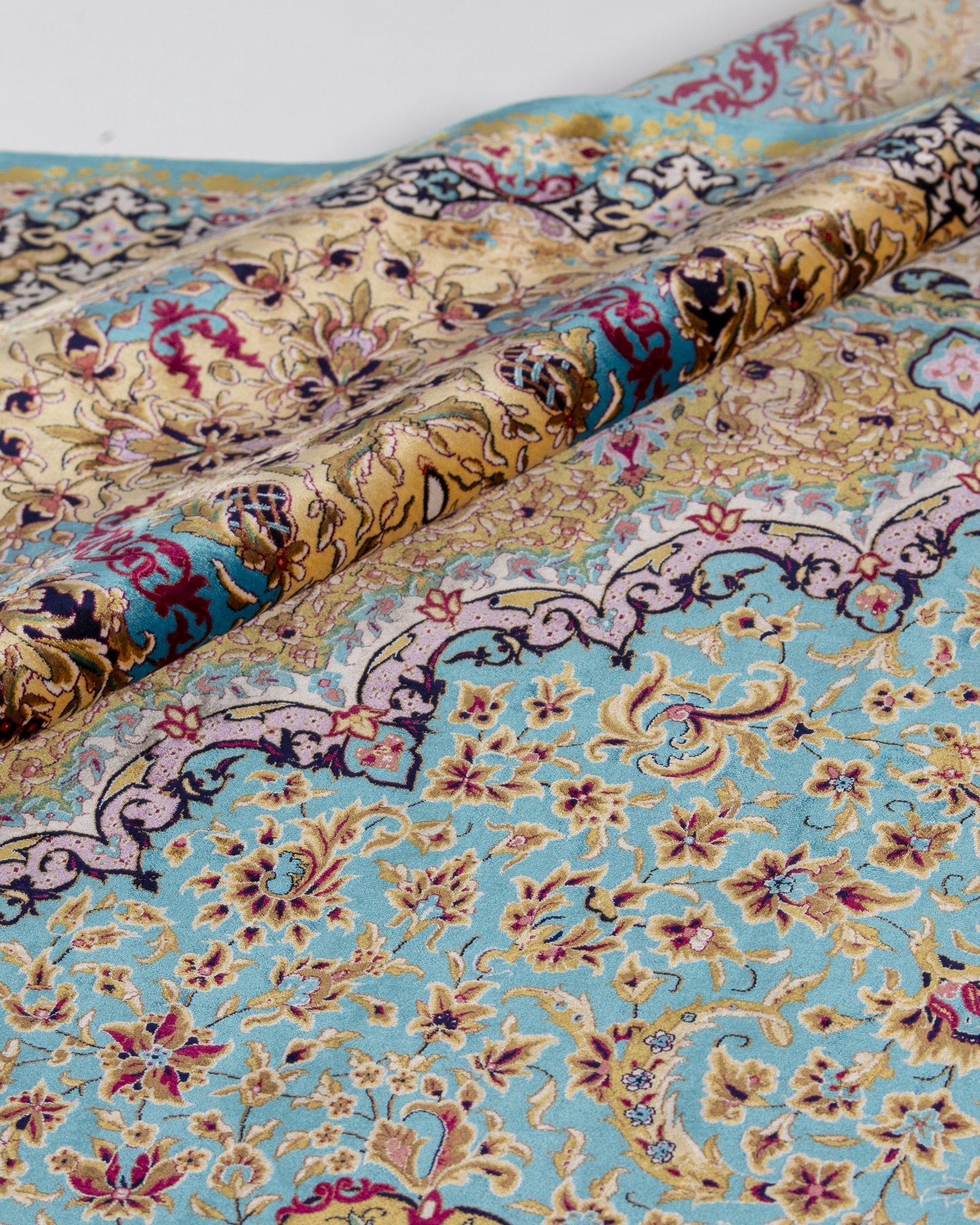 Sepideh Persian silk rug pattern repeat detail, celadon blue 250 x 350 cm - Tabeer Homes Dubai