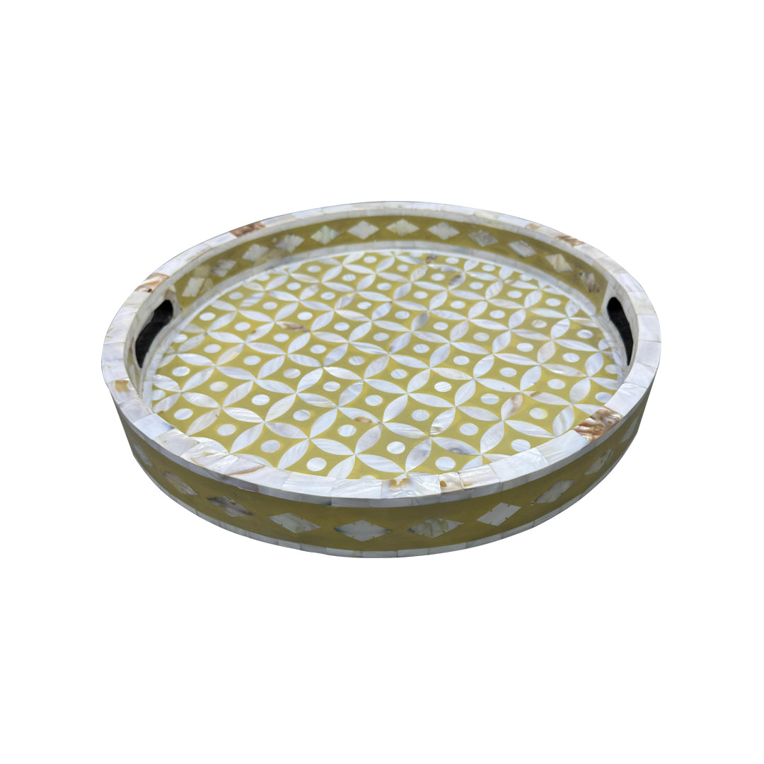 Amal Tray - Yellow Mother of Pearl Inlay - Tabeer Homes