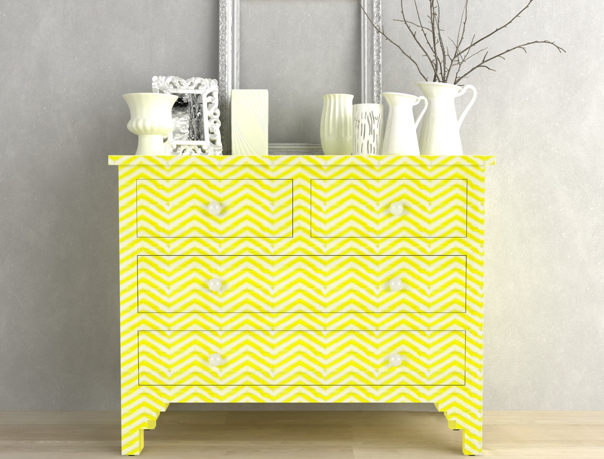 Isra Chest of Drawers - Yellow Bone Inlay - Tabeer Homes