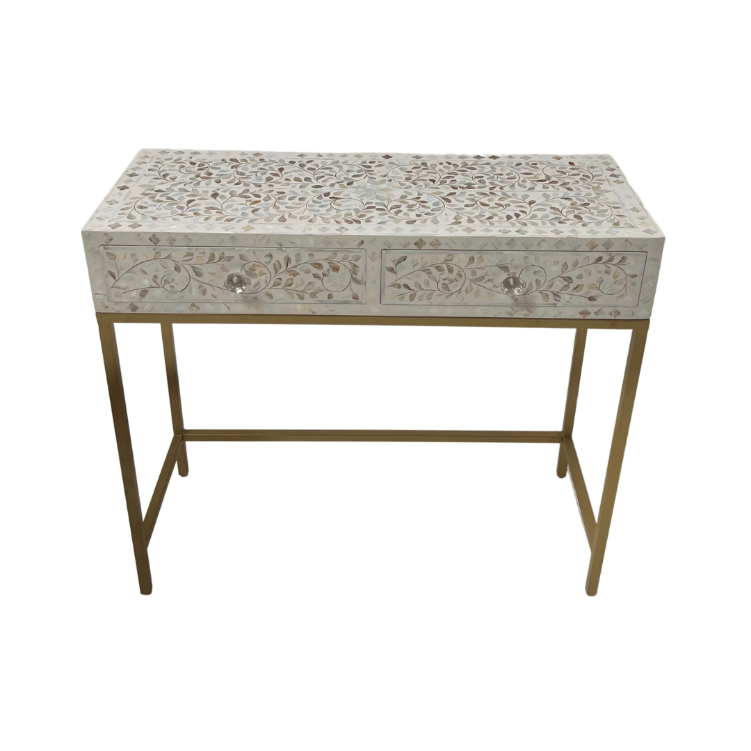 Iris Mini Dresser Console - White Mother of Pearl Inlay