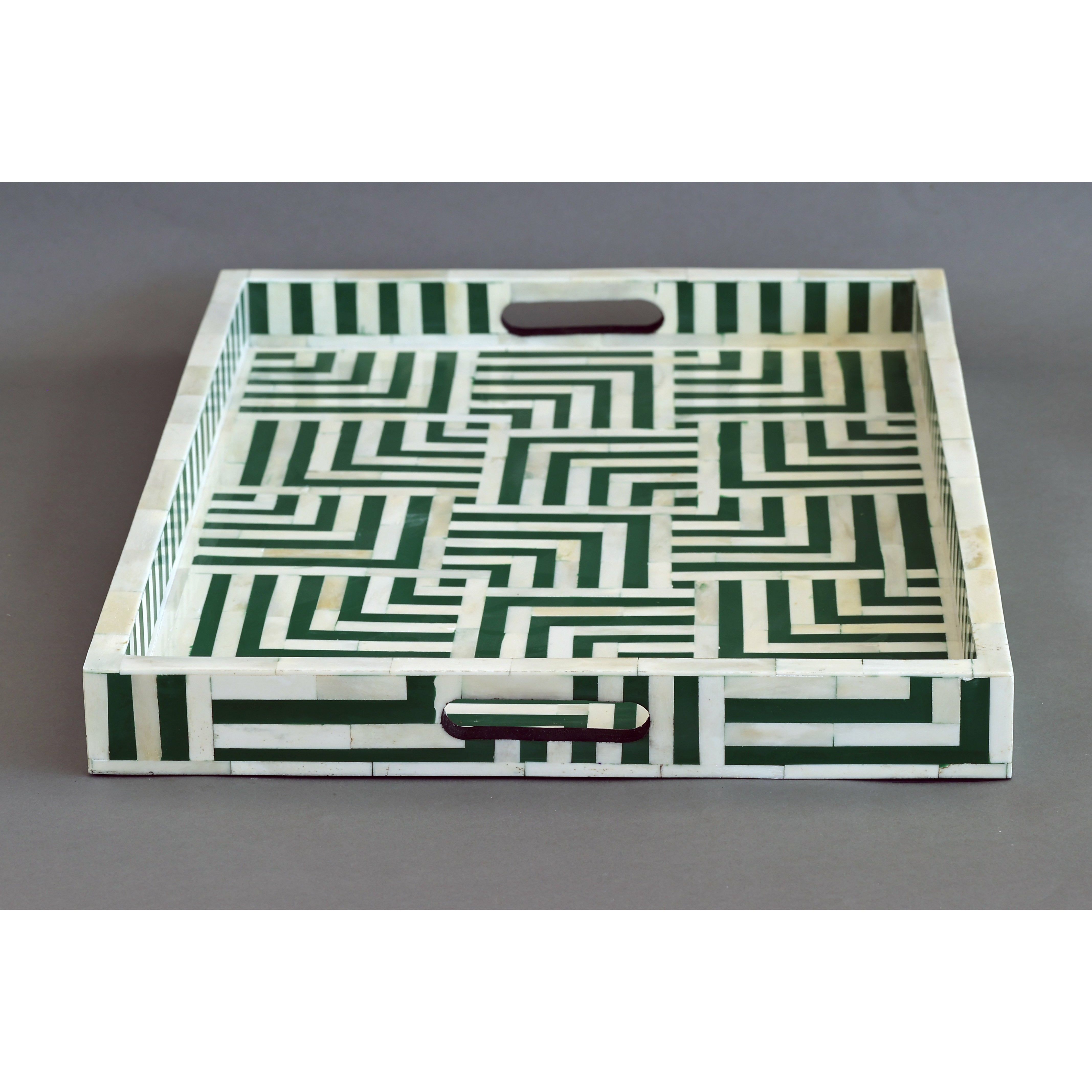 Amal Multisize Tray - Green Bone Inlay - Tabeer Homes