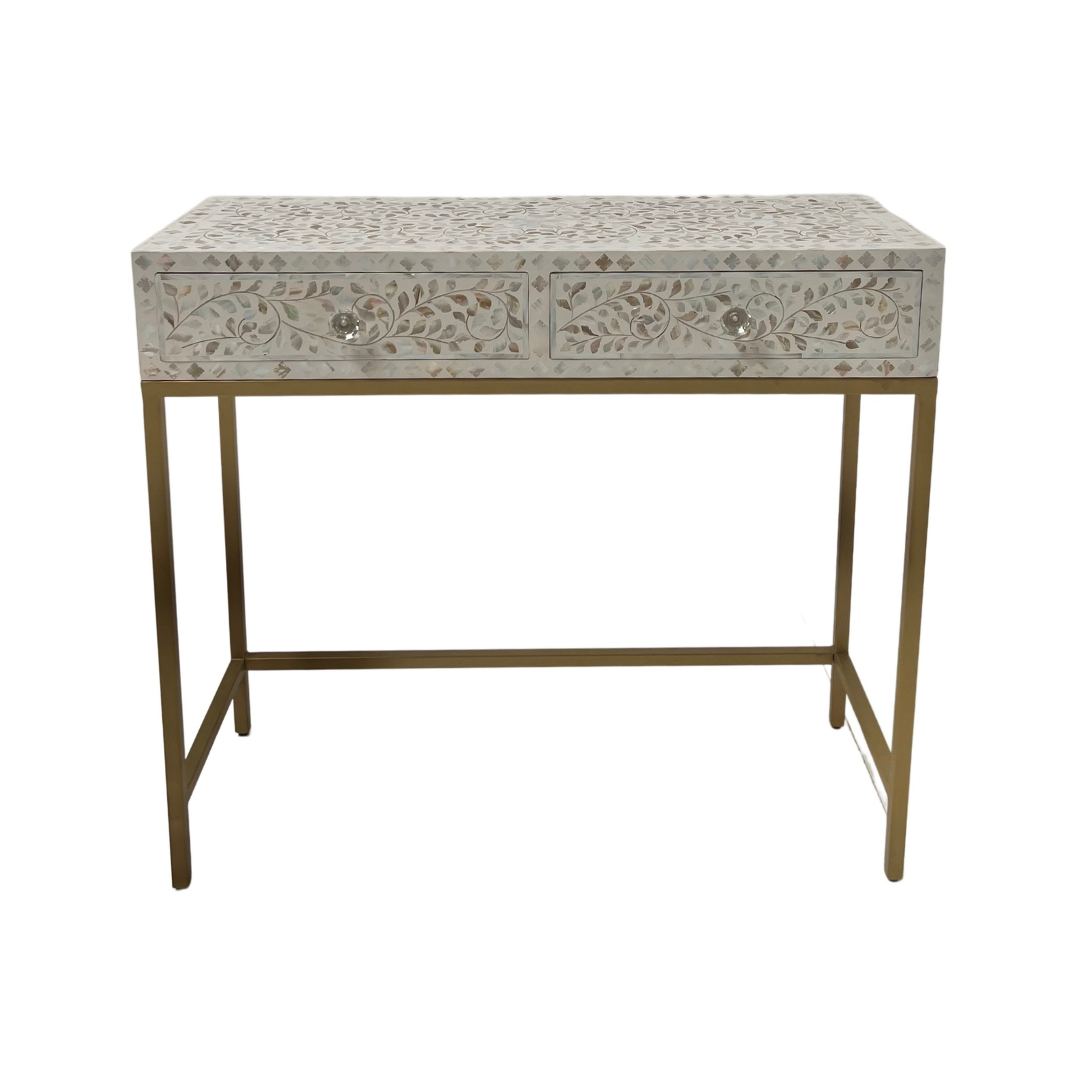 Iris Mini Dresser Console - White Mother of Pearl Inlay - Tabeer Homes