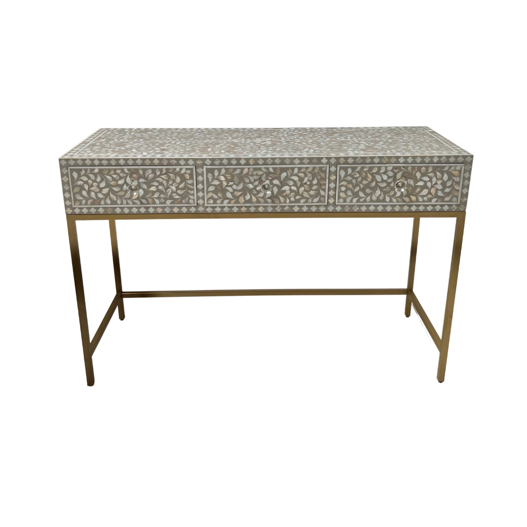Seema Dresser Console & Stool - Grey Mother of Pearl - Tabeer Homes