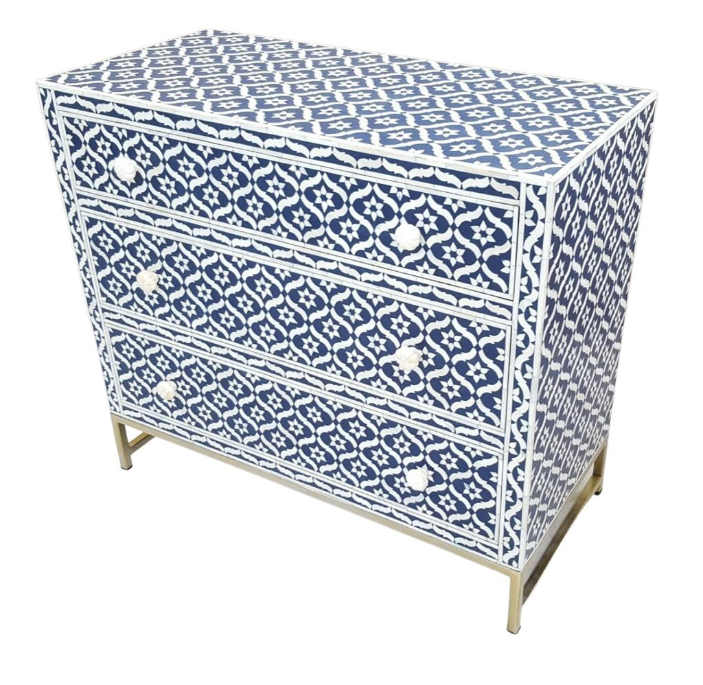 Inayat Chest of Drawers - Navy Blue Bone Inlay - Tabeer Homes