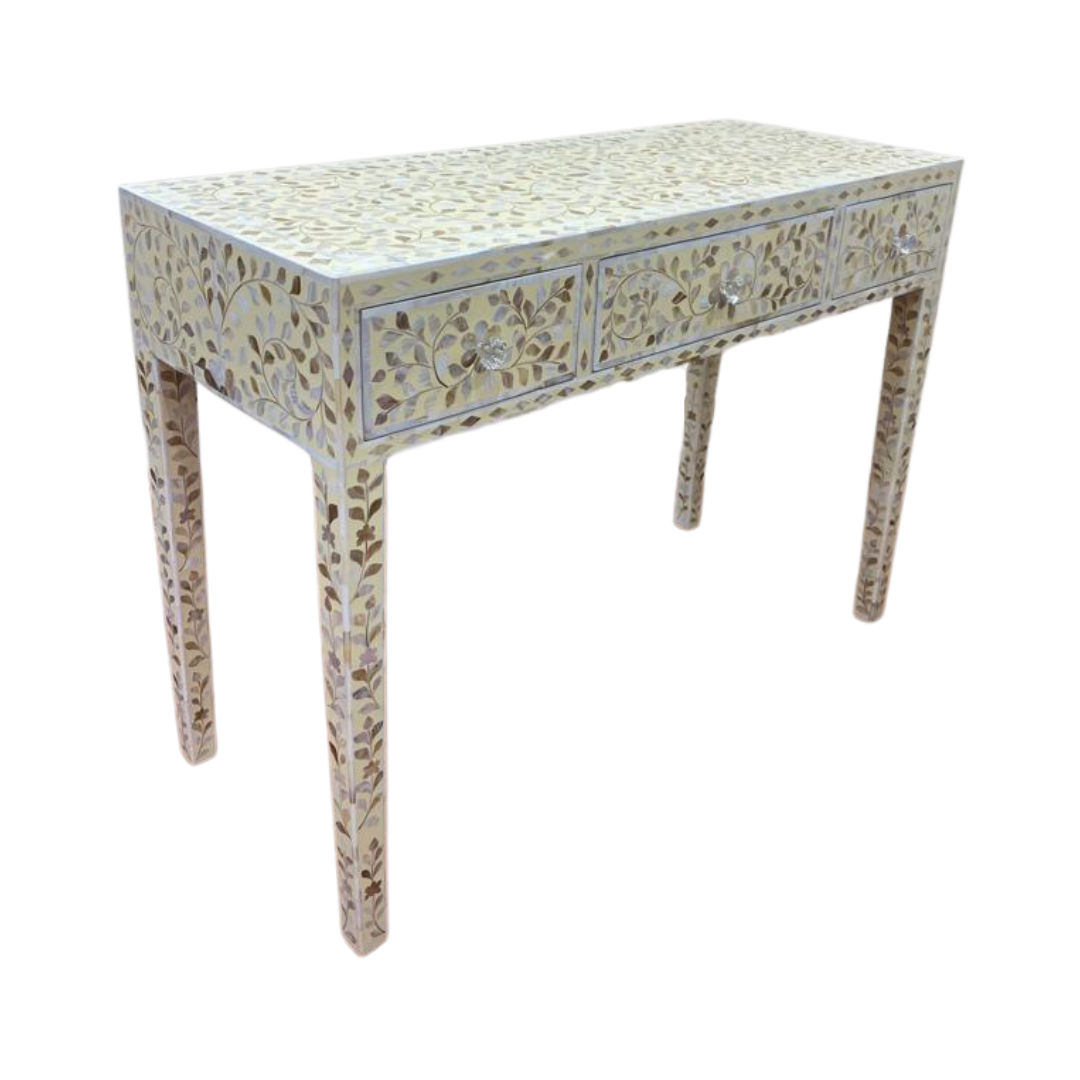 Iris Dresser Console & Stool - Cream Mother of Pearl - Tabeer Homes