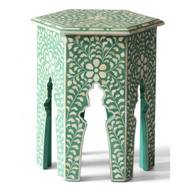 طاولة جانبية من اليشم - ترصيع باللون الأخضر