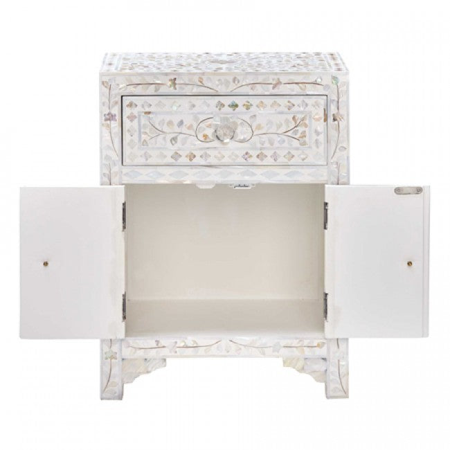 Iris Side Drawer - White Mother of Pearl