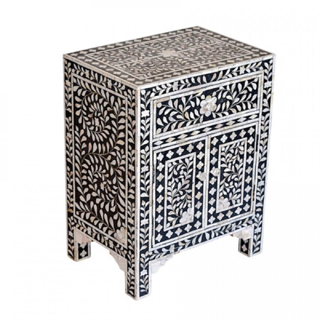 Iris Side Drawer - Black & White Mother of Pearl - Tabeer Homes