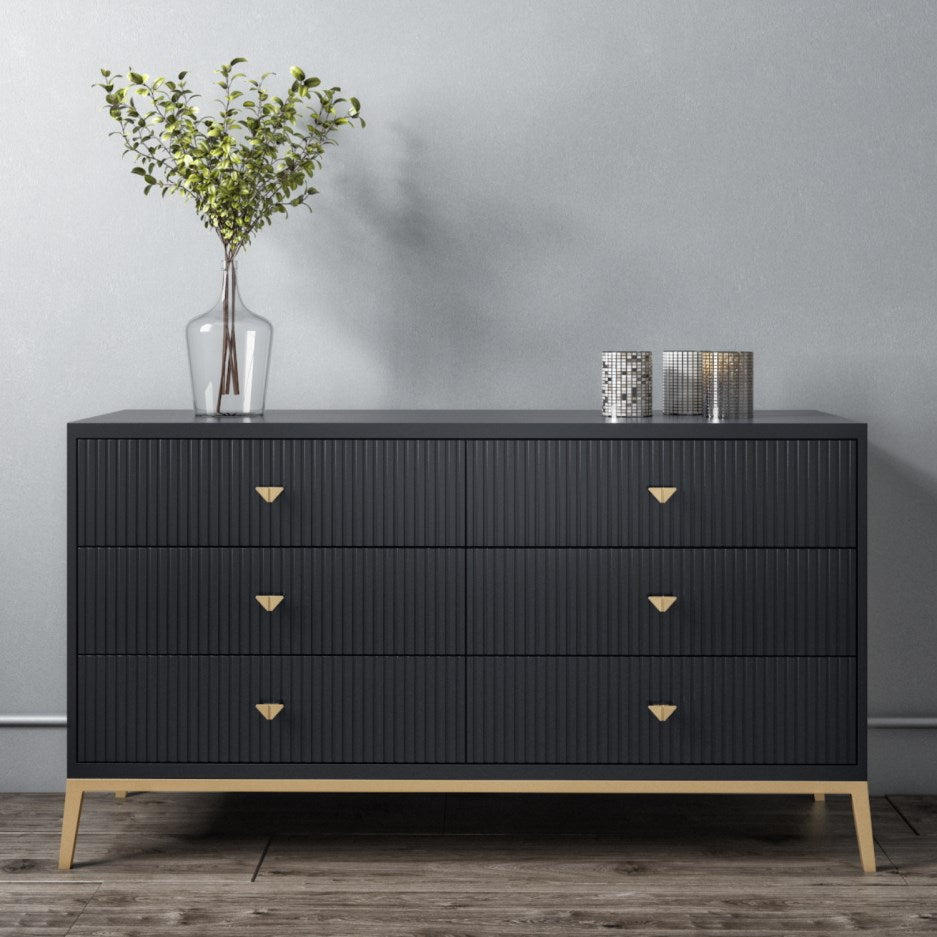 Grey low chest store of drawers