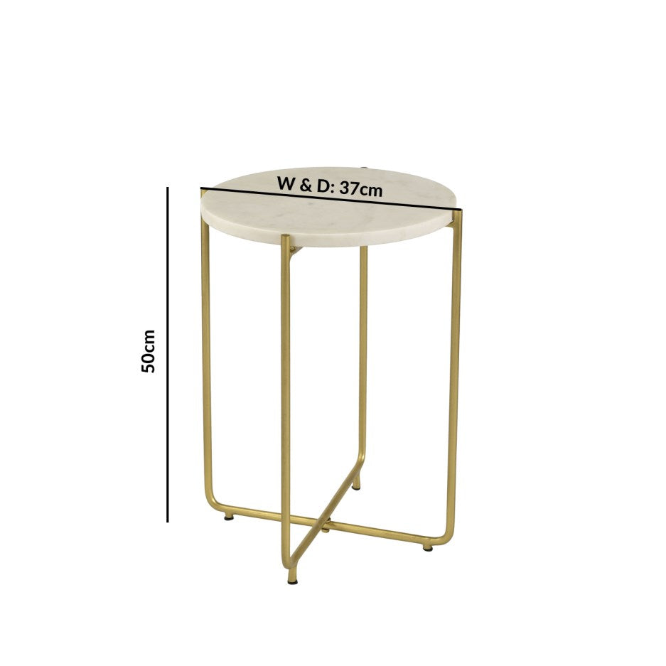 Farid Side Table - White Marble - Tabeer Homes