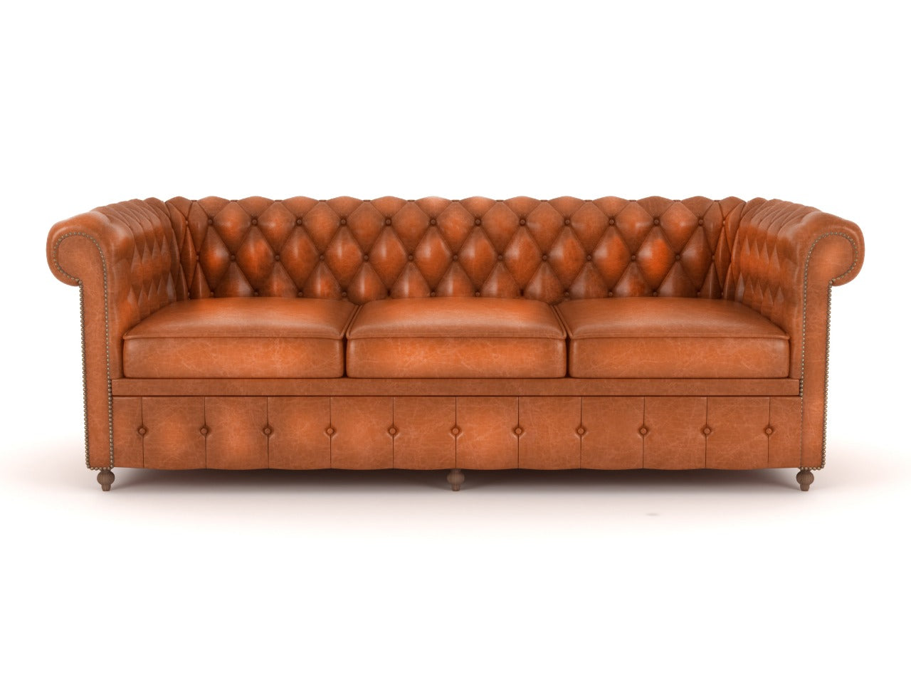 Alif 3 Seater Sofa - Dark Brown Buffalo Leather - Tabeer Homes