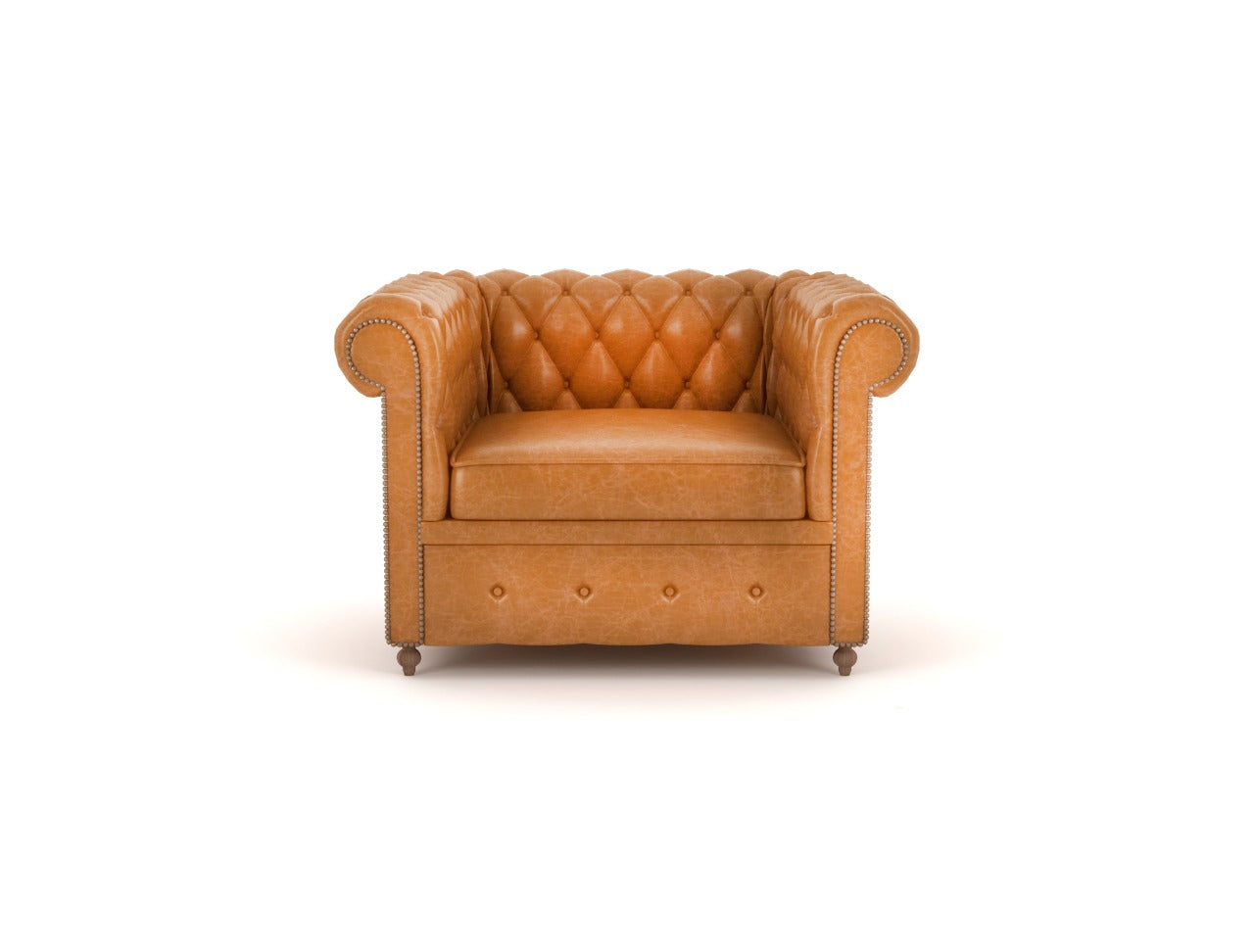 Alif Armchair Sofa - Light Brown Buffalo Leather - Tabeer Homes