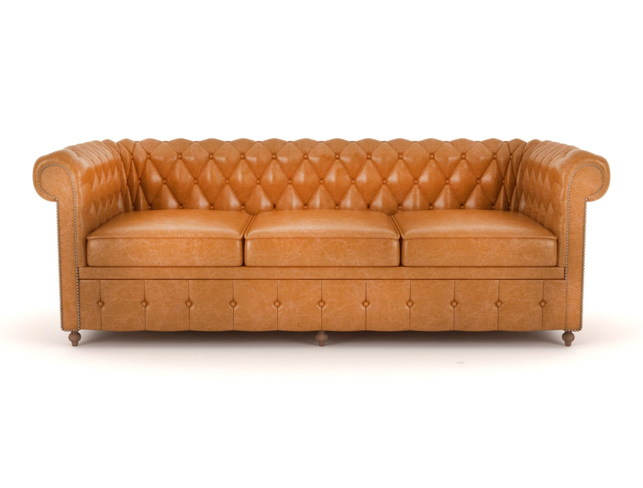 Alif 3 Seater Sofa - Light Brown Buffalo Leather - Tabeer Homes
