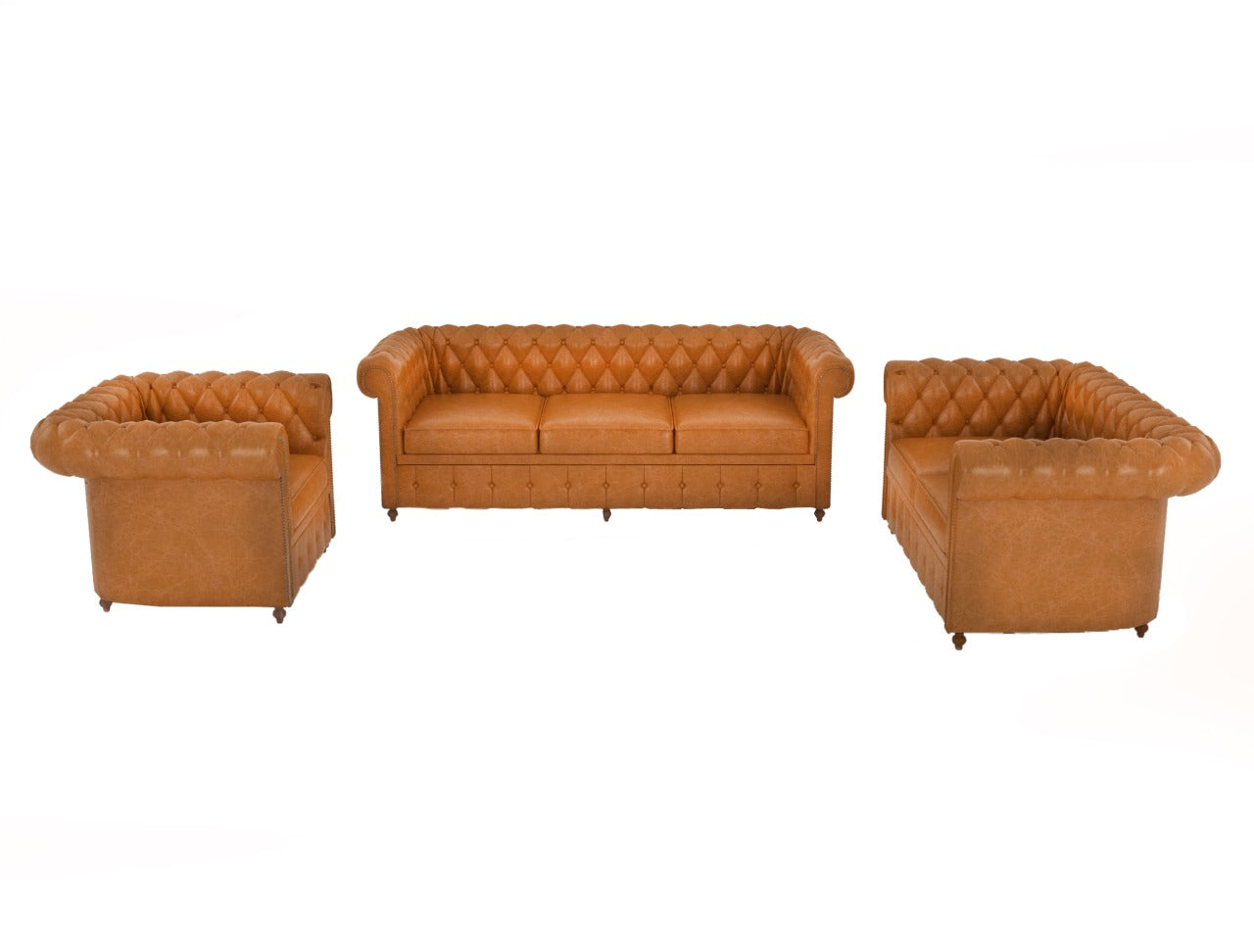 Alif 2 Seater Sofa - Light Brown Buffalo Leather - Tabeer Homes