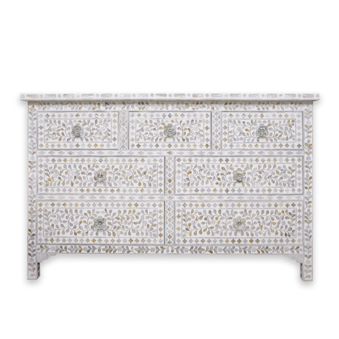 Iris Chest of Drawers - White Mother of Pearl - Tabeer Homes