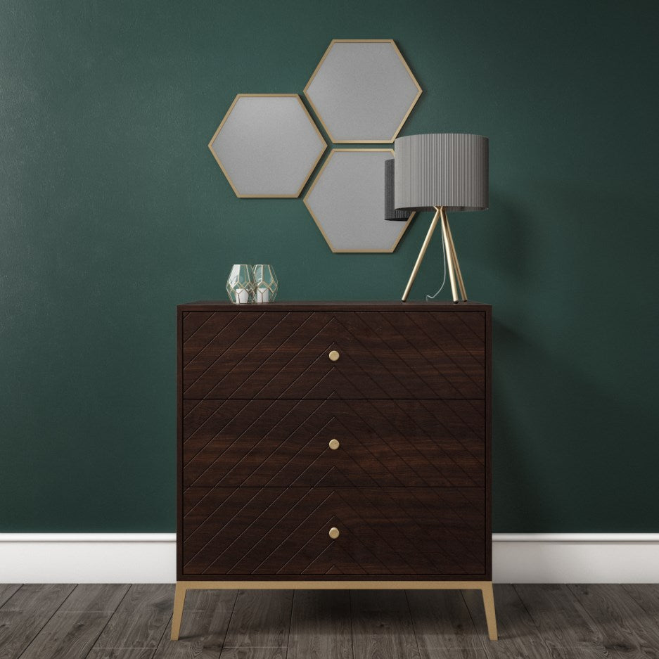 Ewan Small Chest of Drawers - Dark Wood - Tabeer Homes
